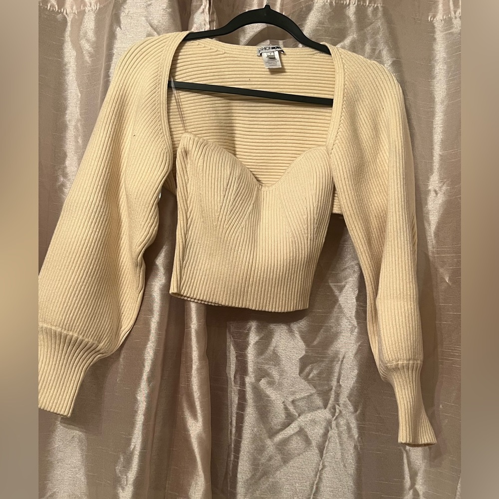Cream Knit Bolero Sweater Set